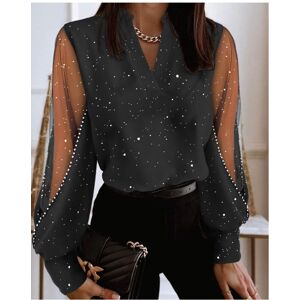 Maxpower (Black 2, L) Sexy V Neck Long Lantern Sleeve Hollow Out Lace Floral Embroidery L Maxpower (Black 2, L) Sexy V Neck Long Lantern Sleeve Hollow Out Lace Floral Embroidery L