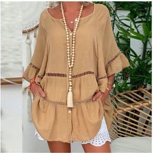 Maxpower (Brown, M) Summer Loose Casual Women's Tops And Blouses Three Quarter Sleeve Cot Maxpower (Brown, M) Summer Loose Casual Women's Tops And Blouses Three Quarter Sleeve Cot