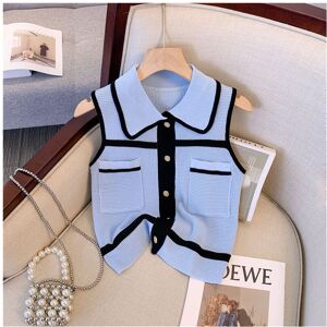 Maxpower (Blue, L) Ladies Fashionable Polo-Neck Knitting Top Tee Summer Korean Temperamen Maxpower (Blue, L) Ladies Fashionable Polo-Neck Knitting Top Tee Summer Korean Temperamen