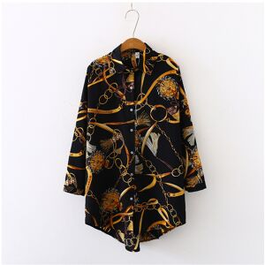 Maxpower (black, XL) Women Print Long Sleeve Shirt Turn-down Collar Single Breasted Mid L Maxpower (black, XL) Women Print Long Sleeve Shirt Turn-down Collar Single Breasted Mid L