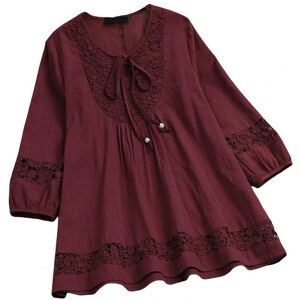 Maxpower (Wine Red, 3XL) Round Neck Women T-shirt Lace Patchwork Crew Neck Lady Spring Sh Maxpower (Wine Red, 3XL) Round Neck Women T-shirt Lace Patchwork Crew Neck Lady Spring Sh