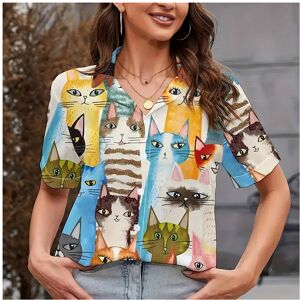 Maxpower (B48SLCZ8116274, M) New Fashionable Women's Shirts Elegant 3d Cartoon Cat Printe Maxpower (B48SLCZ8116274, M) New Fashionable Women's Shirts Elegant 3d Cartoon Cat Printe