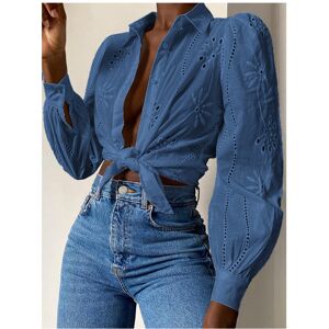 Maxpower (Blue, M) Women's Long-sleeved Hollow Out Button Office Wear Shirts,Shirts & Blo Maxpower (Blue, M) Women's Long-sleeved Hollow Out Button Office Wear Shirts,Shirts & Blo