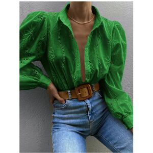 Maxpower (green, XL) Women's Long-sleeved Hollow Out Button Office Wear Shirts,Shirts & B Maxpower (green, XL) Women's Long-sleeved Hollow Out Button Office Wear Shirts,Shirts & B