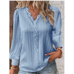 Maxpower (Long- Sky Blue, XL) Fashion V-neck Patchwork Tops Women Clothing Harajuku T-Shi Maxpower (Long- Sky Blue, XL) Fashion V-neck Patchwork Tops Women Clothing Harajuku T-Shi