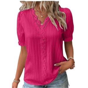 Maxpower (Short- Rose red, XL) Fashion V-neck Patchwork Tops Women Clothing Harajuku T-Sh Maxpower (Short- Rose red, XL) Fashion V-neck Patchwork Tops Women Clothing Harajuku T-Sh