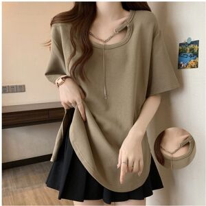 Maxpower (Khaki, L) Short Sleeve T Shirts for Women Summer New Loose Solid Simplicity Plu Maxpower (Khaki, L) Short Sleeve T Shirts for Women Summer New Loose Solid Simplicity Plu