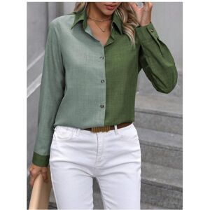 Maxpower (Cyan, M) Spring Autumn New Fashion Color Combination Long-sleeved Lapel Women's Maxpower (Cyan, M) Spring Autumn New Fashion Color Combination Long-sleeved Lapel Women's