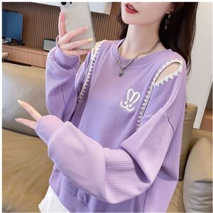 Maxpower (PURPLE, XL) New Korean Off Shoulder Loose Short T Shirts Spring Autumn Long Sle Maxpower (PURPLE, XL) New Korean Off Shoulder Loose Short T Shirts Spring Autumn Long Sle