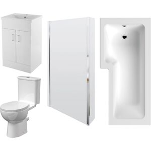 Balterley 1700mm Bathroom Suite - L Shape Shower Bath, Front Panel, Shower Bath Screen, Va Balterley 1700mm Bathroom Suite - L Shape Shower Bath, Front Panel, Shower Bath Screen, Va