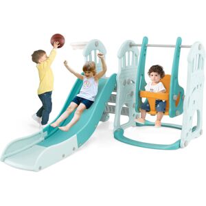 Costway Toddler Slide and Swing Set 4-in-1 Indoor Playground With Extra-long Slide Costway Toddler Slide and Swing Set 4-in-1 Indoor Playground With Extra-long Slide