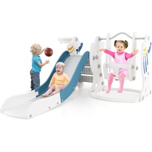 Costway Toddler Slide and Swing Set 4-in-1 Indoor Playground With Extended Slide Costway Toddler Slide and Swing Set 4-in-1 Indoor Playground With Extended Slide