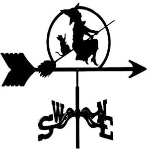 BGHONE (Witch and Cat) Metal Weathervane,Witch Iron Weather Vane,Sea Rover Wind Directi BGHONE (Witch and Cat) Metal Weathervane,Witch Iron Weather Vane,Sea Rover Wind Directi