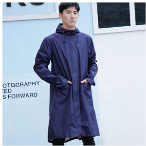 Maxpower (Navy Blue, XXL) Hood Long Raincoat Women Men Waterproof Stylish Rain Coat Jacke Maxpower (Navy Blue, XXL) Hood Long Raincoat Women Men Waterproof Stylish Rain Coat Jacke