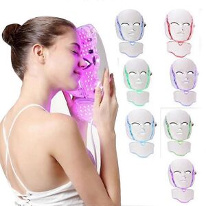 Unbranded (White US plug, One size) Led Facial Mask 7 Colors With Neck Light Therapy Skin Unbranded (White US plug, One size) Led Facial Mask 7 Colors With Neck Light Therapy Skin