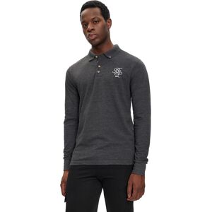 (DARK CHARCOAL MARL / LIGHT GREY MARL, Large) Brave Soul Klay Long Sleeve Polo (DARK CHARCOAL MARL / LIGHT GREY MARL, Large) Brave Soul Klay Long Sleeve Polo