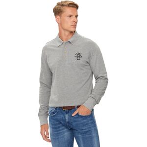 (LIGHT GREY MARL / DARK CHARCOAL MARL, Medium) Brave Soul Klay Long Sleeve Polo (LIGHT GREY MARL / DARK CHARCOAL MARL, Medium) Brave Soul Klay Long Sleeve Polo