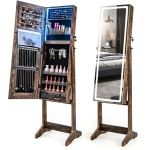 Costway Standing Jewelry Cabinet Lockable Jewelry Armoire w/ LED Lights Costway Standing Jewelry Cabinet Lockable Jewelry Armoire w/ LED Lights