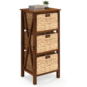 Costway 3-Tier Nightstand Sofa Side Table X-Shaped Frames 3-Drawer End Table Costway 3-Tier Nightstand Sofa Side Table X-Shaped Frames 3-Drawer End Table