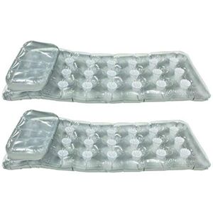 Intex 18-Pocket Mattress Suntanner Pool Lounger w/Headrest (2 Pack) 58894EP Intex 18-Pocket Mattress Suntanner Pool Lounger w/Headrest (2 Pack) 58894EP