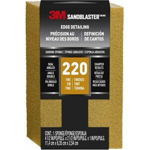 3M SandBlaster Dual Angle Bare Surfaces Sanding Sponge 220 Grit For Wet Or Dry 3M SandBlaster Dual Angle Bare Surfaces Sanding Sponge 220 Grit For Wet Or Dry