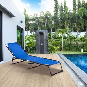 Outsunny Folding Beach Chair Chaise Lounge 4 Adjustable Positions, Blue Outsunny Folding Beach Chair Chaise Lounge 4 Adjustable Positions, Blue