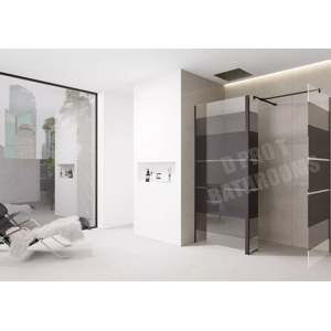Dirty Pro Tools (1100mm Screen With 800mm End + Flipper) Black Printed Shower Screen Walk in Wet Dirty Pro Tools (1100mm Screen With 800mm End + Flipper) Black Printed Shower Screen Walk in Wet