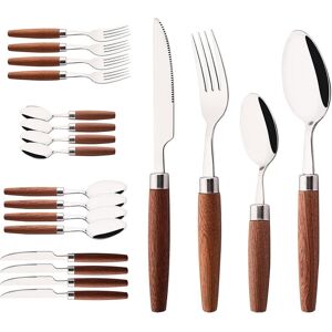 Tlily Stainless Steel Imitation Wood Handle Cutlery Set Western Knife, Fork, Teaspoon Tlily Stainless Steel Imitation Wood Handle Cutlery Set Western Knife, Fork, Teaspoon