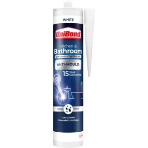 UniBond Anti-Mould White, Waterproof Mould Protection Kitchen & Bathroom Sealant UniBond Anti-Mould White, Waterproof Mould Protection Kitchen & Bathroom Sealant