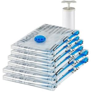 Amazon Basics Multiple Vacuum Compression Zipper Storage Bags with Hand Pump, 6- Amazon Basics Multiple Vacuum Compression Zipper Storage Bags with Hand Pump, 6-