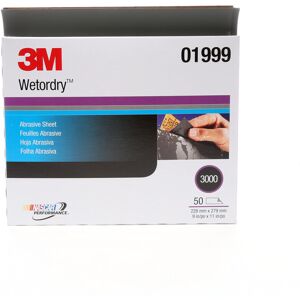 3M Wetordry Abrasive Sheet 01999 3000 9 in x 11 in 50 sheets per carton 3M Wetordry Abrasive Sheet 01999 3000 9 in x 11 in 50 sheets per carton