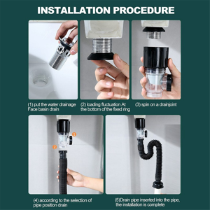 χωρίς σήμα Bathroom Sink Drain Kit with Flexible Expandable P-Trap Sink χωρίς σήμα Bathroom Sink Drain Kit with Flexible Expandable P-Trap Sink
