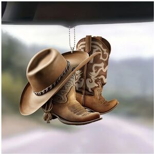 Unbranded Acrylic Whimsical 2d Car Decor With Personalized Cowboy Boots Hat Design And Unbranded Acrylic Whimsical 2d Car Decor With Personalized Cowboy Boots Hat Design And
