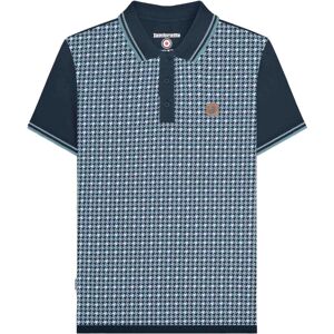 (L, Navy) Lambretta Mens SS24 Houndstooth Polo Shirt (L, Navy) Lambretta Mens SS24 Houndstooth Polo Shirt