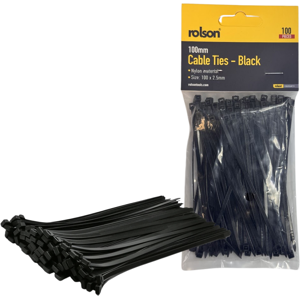 Rolson Cable Ties 100mm x 2.5mm Black Pack of 100 Strong Nylon for Home Office Use Rolson Cable Ties 100mm x 2.5mm Black Pack of 100 Strong Nylon for Home Office Use