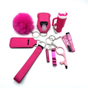 Unbranded (Pink) 10pcs safety keychain set with car cutter, mini cup keychain, door opener Unbranded (Pink) 10pcs safety keychain set with car cutter, mini cup keychain, door opener