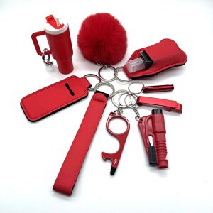 Unbranded (Red) 10pcs safety keychain set with car cutter, mini cup keychain, door opener, Unbranded (Red) 10pcs safety keychain set with car cutter, mini cup keychain, door opener,