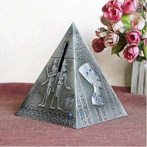 Unbranded (13cm, Gray) Egyptian Pyramid Piggy Bank Metal Vintage Coin Bank Tabletop Art St Unbranded (13cm, Gray) Egyptian Pyramid Piggy Bank Metal Vintage Coin Bank Tabletop Art St