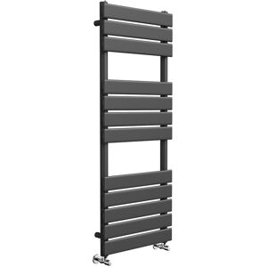 Greened House (Black, 500mm W x 1200mm H) Richmond Heated Towel Rail Black / Brushed Brass Fla Greened House (Black, 500mm W x 1200mm H) Richmond Heated Towel Rail Black / Brushed Brass Fla