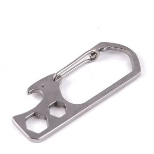 GreenZech (Silver) Stainless Steel Key Ring Carabiner Hook EDC Bottle Opener Hexagon Wrenc GreenZech (Silver) Stainless Steel Key Ring Carabiner Hook EDC Bottle Opener Hexagon Wrenc