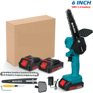 GreenZech (with 2 Batteries) 6" 3000W 88VF Cordless Electric Chainsaw Handheld Saw Wood Cu GreenZech (with 2 Batteries) 6" 3000W 88VF Cordless Electric Chainsaw Handheld Saw Wood Cu