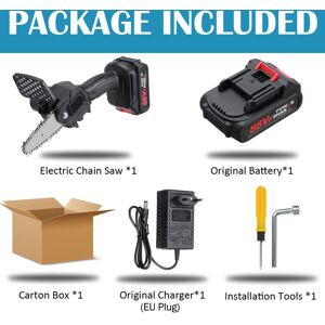 GreenZech (One Battery, EU Plug) Upgrade 4in 88VF 1500W 2500mAh Mini Electric Chain Saw Ba GreenZech (One Battery, EU Plug) Upgrade 4in 88VF 1500W 2500mAh Mini Electric Chain Saw Ba