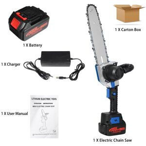 GreenZech (Blue & 1 Battery) 10 Inch Cordless Electric Chain Saw One-Hand Saw Woodworking GreenZech (Blue & 1 Battery) 10 Inch Cordless Electric Chain Saw One-Hand Saw Woodworking