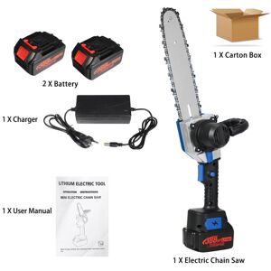GreenZech (Blue & 2 Batteries) 10 Inch Cordless Electric Chain Saw One-Hand Saw Woodworkin GreenZech (Blue & 2 Batteries) 10 Inch Cordless Electric Chain Saw One-Hand Saw Woodworkin