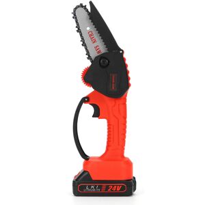GreenZech (Red, Two Batteries) 24V 4 Inch One-Hand Electric Cordless Chain Saw Woodworking GreenZech (Red, Two Batteries) 24V 4 Inch One-Hand Electric Cordless Chain Saw Woodworking