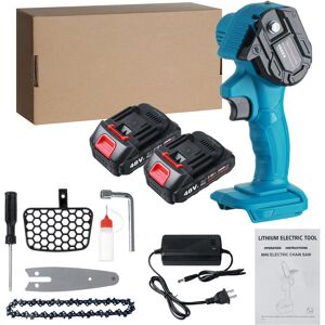 GreenZech (Blue, US Plug) 21V 4" Cordless Electric Chain Saw Rechargeable Woodworking Cutt GreenZech (Blue, US Plug) 21V 4" Cordless Electric Chain Saw Rechargeable Woodworking Cutt