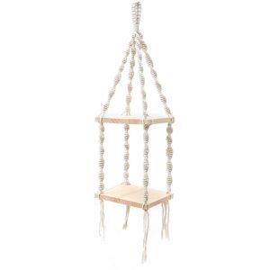 GreenZech (B) 2 Tiers Wooden Wall Hanging Shelf Bohemian Handmade Macrame Wall Rope Rustic GreenZech (B) 2 Tiers Wooden Wall Hanging Shelf Bohemian Handmade Macrame Wall Rope Rustic