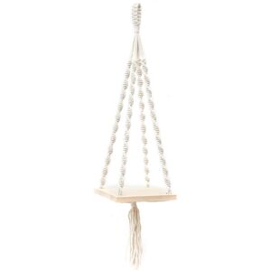 GreenZech (A) 2 Tiers Wooden Wall Hanging Shelf Bohemian Handmade Macrame Wall Rope Rustic GreenZech (A) 2 Tiers Wooden Wall Hanging Shelf Bohemian Handmade Macrame Wall Rope Rustic