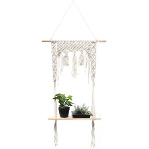GreenZech (03) 2 Layers Wooden Wall Hanging Tassel Floating Shelf Bohemian Handmade Macram GreenZech (03) 2 Layers Wooden Wall Hanging Tassel Floating Shelf Bohemian Handmade Macram