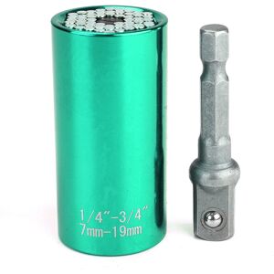 GreenZech (Green) 7-19MM Universal Socket Adapter Wrench Sleeve with Power Drill Adapter T GreenZech (Green) 7-19MM Universal Socket Adapter Wrench Sleeve with Power Drill Adapter T